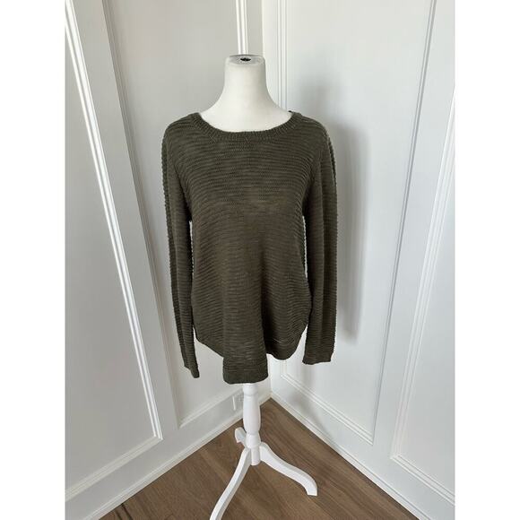 Redy Womens Army Green Textured Lightweight Loose Knit Sweater Size Medium - Picture 1 of 9